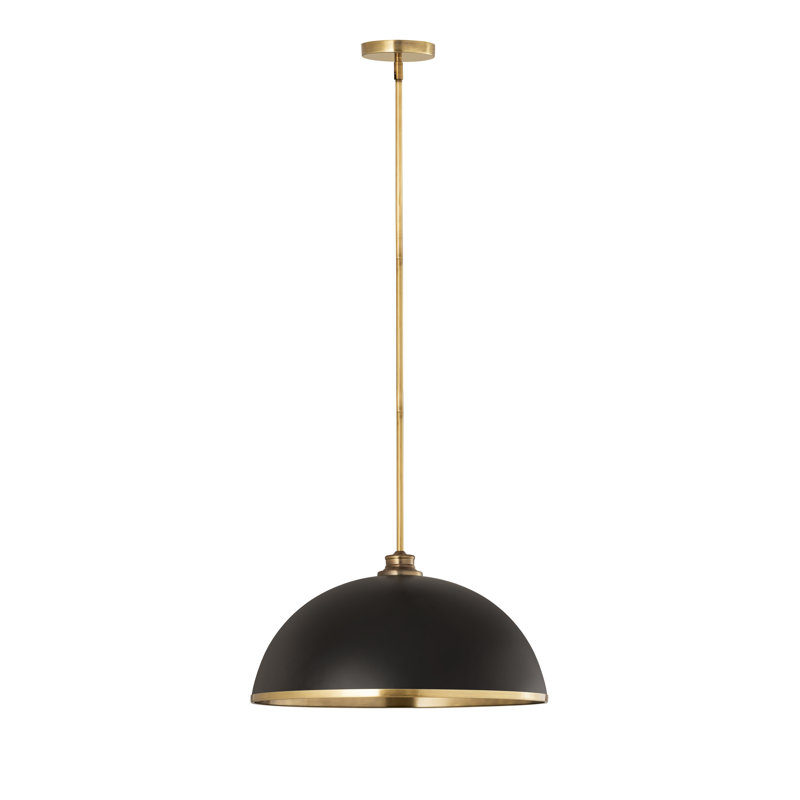 Luminaire suspendu 1 lumière Hagberg, Noir mat, Laiton frotté, H 13 po x l 20 po x P 20 po