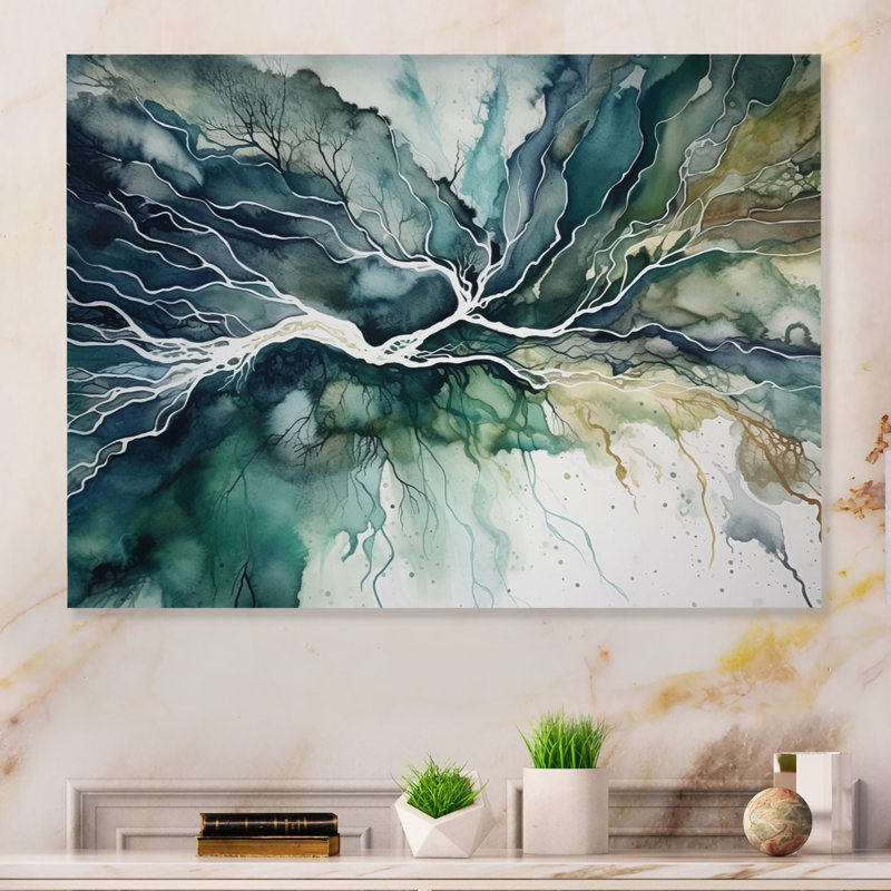 Emerline Emerline vert bleu marbré Dreamscape II, H 24 po x l 32 po