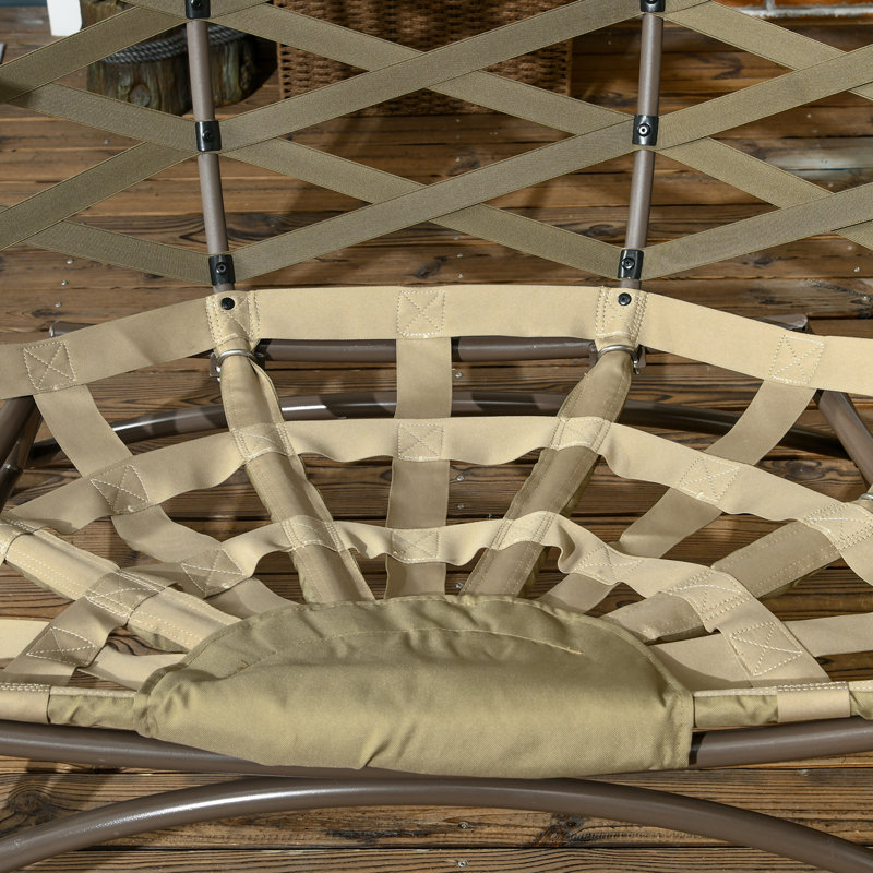 Trapeza 2 Seater Egg Chair Outdoor with Cushion, Cup Pockets, Khaki
