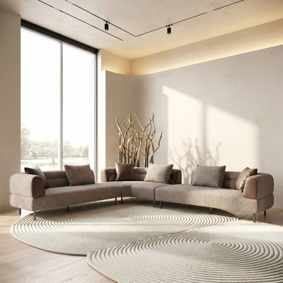 Plume - Canapé modulaire en tissu brun moderne