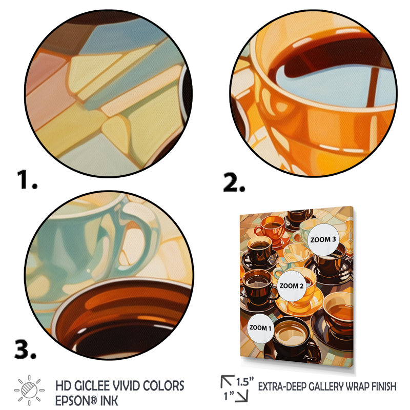 Jaffet Food Coffee Tea VI - Art sur toile, impression sur toile, Toile tendue, H 32 po x l 24 po x P 1 po