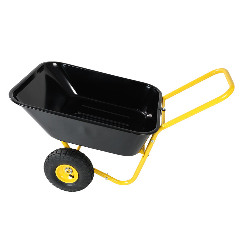 Chariot à deux roues, chariot de jardin, roues pneumatiques de 10 pouces, Jaune / noir