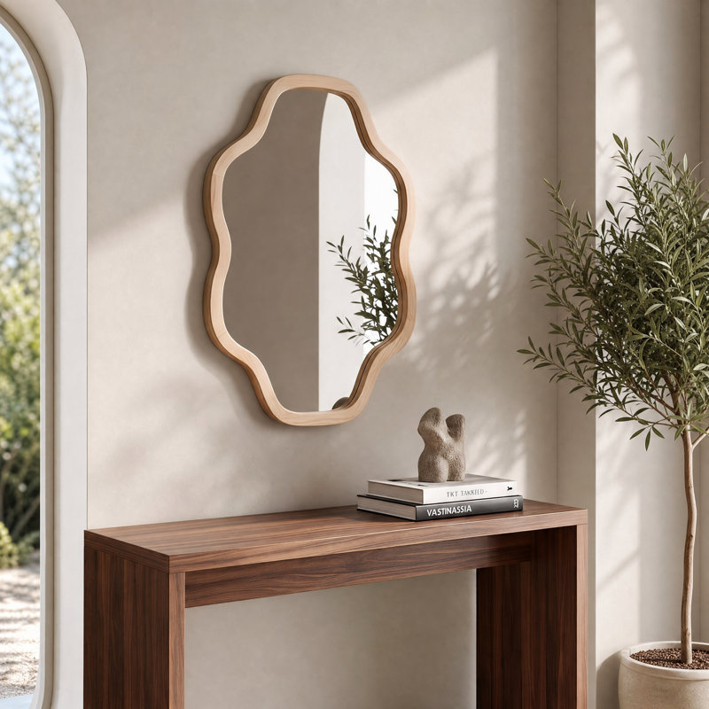 Miroir mural en bois massif Cloud, Bois naturel