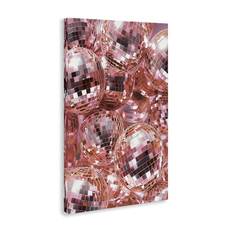 Toile rose à motif de boules disco, design par LSR Design Studio, H 24 po x l 16 po