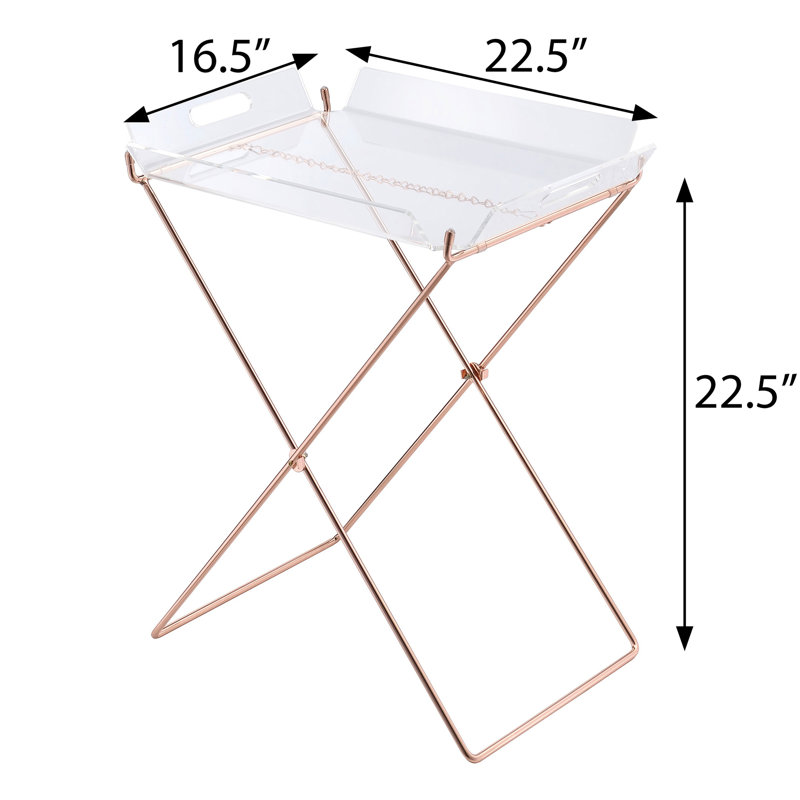 Élégante table portative en acrylique transparent avec base et plateau amovible en X