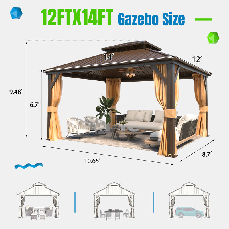 Serre L 12 pi. D Pavillon de jardin en aluminium