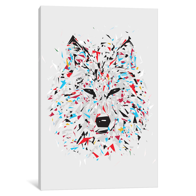 « loup », reproduction d’impression sur toile tendue, H 24 po x l 16 po x P 1 po, Papier d'art encadré noir, Blanc