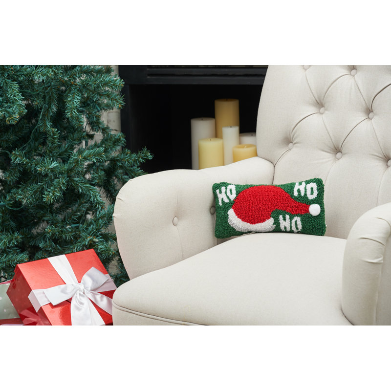 Hooked Petite Size Christmas Holiday Petite Size Accent Throw Pillow, Sanata Hat