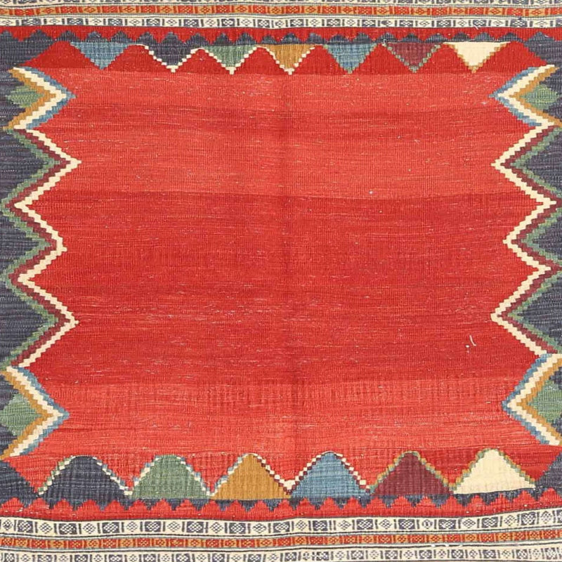 Tapis de zone rouge/gris contemporaine, Carré 6 pi