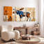 «Geose Moose in Autumn Forest», reproduction d'art sur toile tendue sur toile (ensemble de 3)-875039523