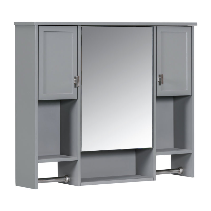 Armoire de salle de bain avec miroir - 35 po x 28 po Polyvalence de rangement dissimulé gris, Gris