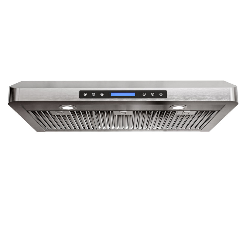 Hotte sous un meuble à conduit 36 pouces, 800 pi³ / min, 4 vitesses, télécommande en acier inoxydable et panneau tactile avec lumières DEL
