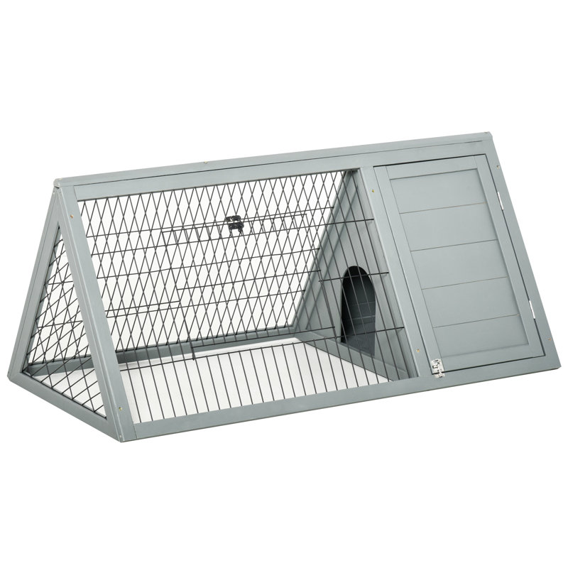 Lapin en bois 46 po x 24 po avec fil de ventilation et couloir extérieur - gris, portable compact pour petits animaux de compagnie gris extérieur 24 po, courageux