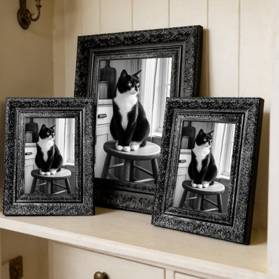 Cadre photo noir raffiné 5 po x 7 po 1PC avec décor mural