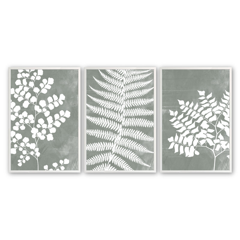 Sage Serenade, ensemble de 3 pièces encadrées sur papier, H 15,5 po x l 12,5 po x P 1 po, Blanc opaque