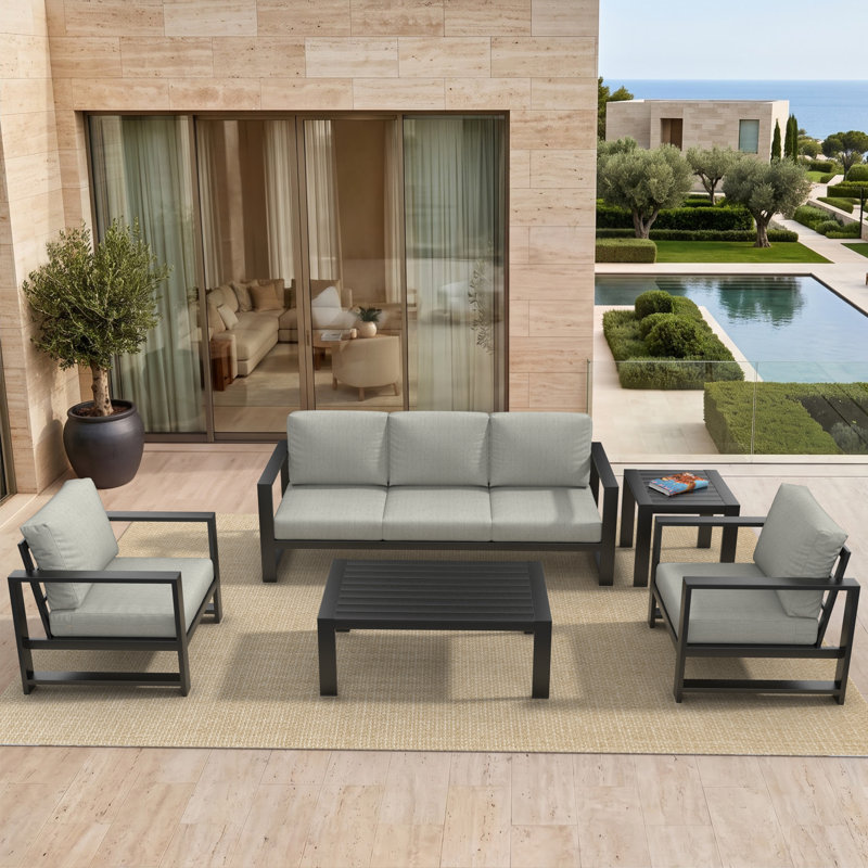 Ensemble de sièges pour 5 personnes avec coussins Sunbrella® Dulcie, Toile granit Sunbrella®