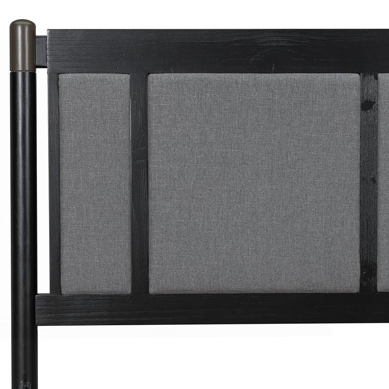 Grand lit avec tête de lit tapissier, Grand lit, Noir / gris foncé