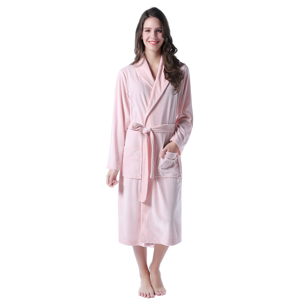 Erithon Velour Mid-Calf Bathrobe with Pockets Eider & Ivory™ 