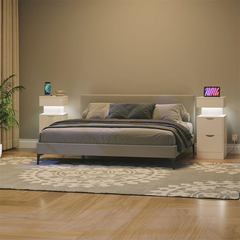 24cm W Manufactured Wood Bedside Table