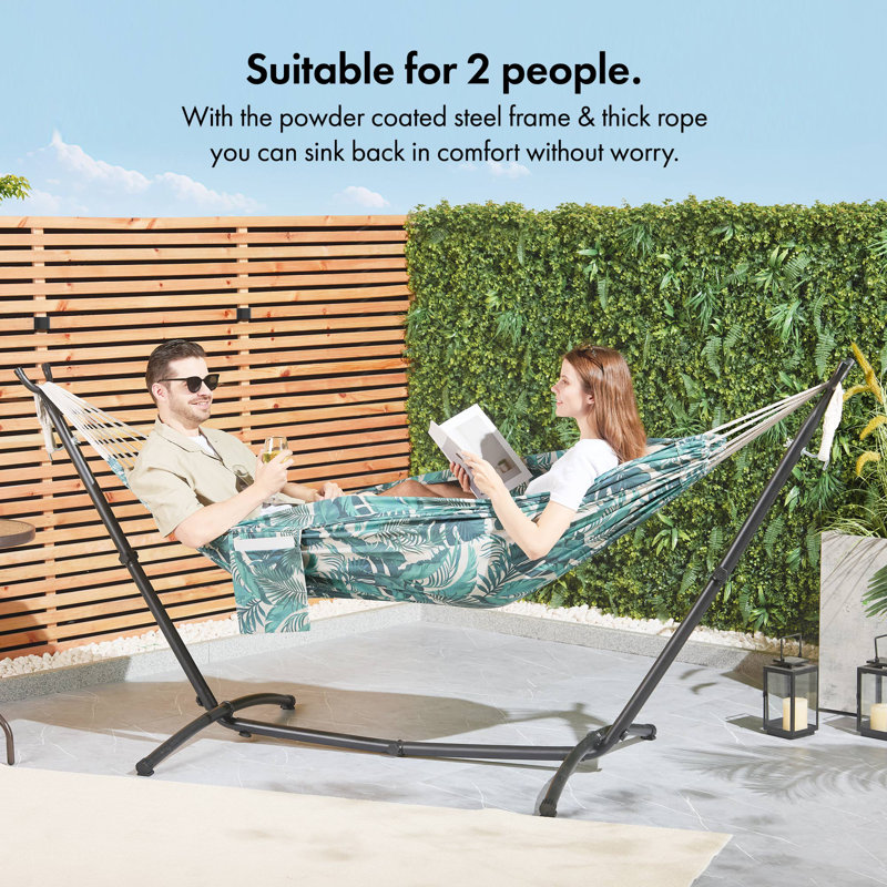 Palm Print Double Classic Hammock with Stand