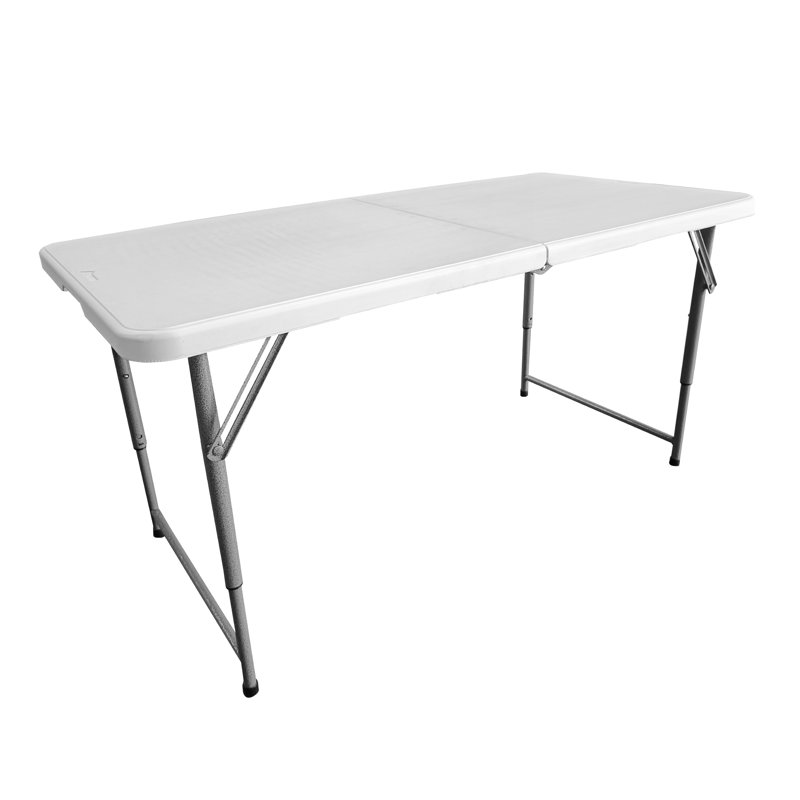 Table pliante à hauteur réglable en granit blanc Techni Home de 4 pi avec poignée facile à transporter