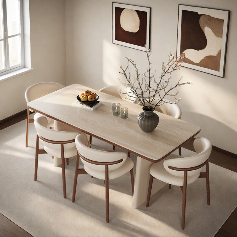 French-style cream-coloured solid wood atble set, 29.52"H x 55.11"L x 31.49"W