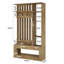 Hall Tree with Bench and Shoe Storage, Honey Brown