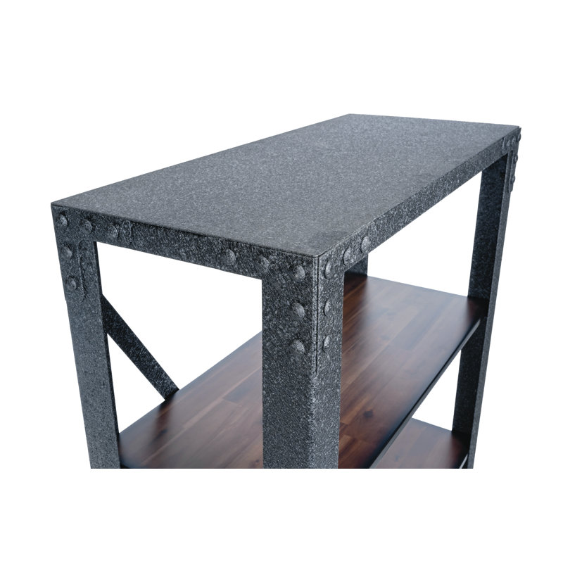 Industrial Black Acacia Wood 4-Shelf Storage Unit