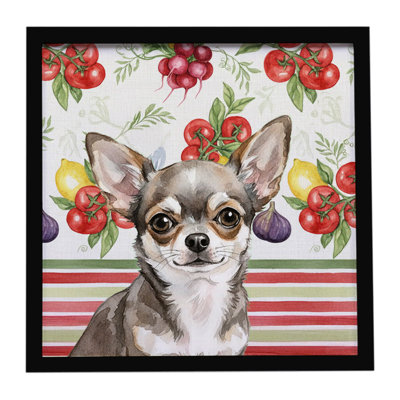 Chihuahua, légumes, impression sur métal encadrée