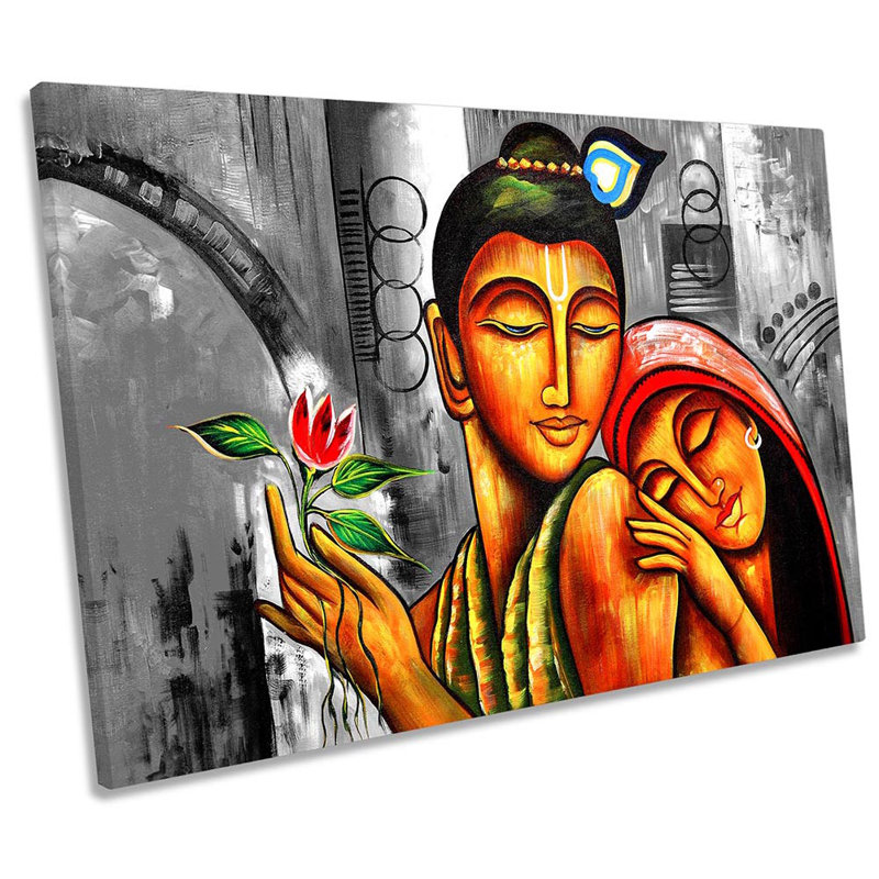 Lord Radha Krishna Flute - Wrapped Canvas Print, 30.5cm H x 45.7cm W
