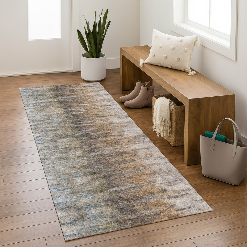 Premium Machine Washable Mayfield AMF2319 Casual Rug, 2'3" x 7'6" Runner, Brown