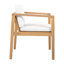Chaises de salle à manger d'extérieur avec structure en bois d'acacia, dossier à lattes et coussins beiges, ensemble de 4-133415750