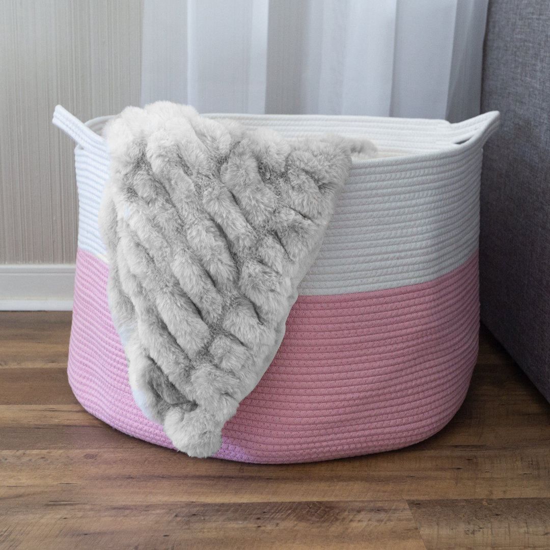 Extra-Large Basket - Cotton Rope Basket with Handles for Laundry, Blanket, Pillow, and Toy Storage - Baskets for Organizing by Home-Complete Highland Dunes 
