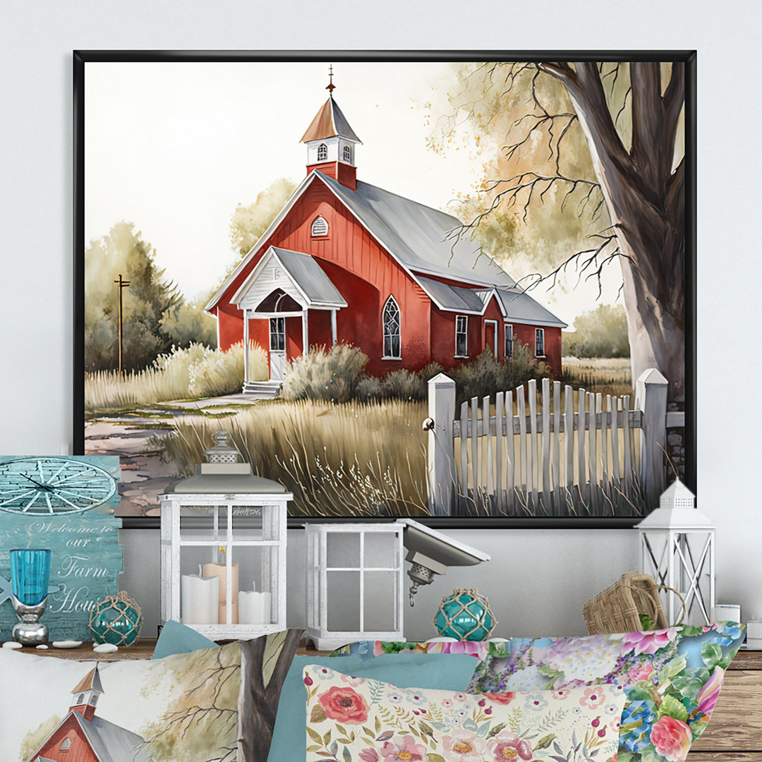 Monochome Yellow And Grey Farm V - Barn Farm Ranch Canvas Prints Red Barrel Studio®