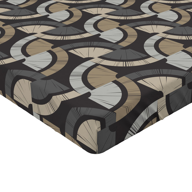 Drap-housse Ambesonne, Taupe, gris, sépia pâle / géométrique, Drap-housse de taille double