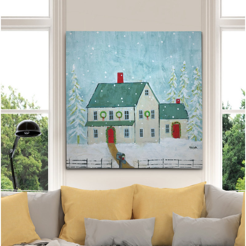 «Home for Christmas», peinture, H 10 po x l 10 po x P 1,5 po, Toile tendue