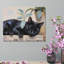 Chat noir endormi, cadre en bois intégré, l 16 x L 20