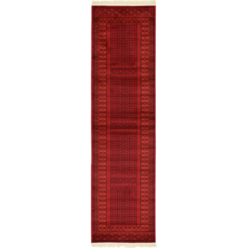 Tapis rouge / noir Amro Southwestern, Runner 2' x 8'
