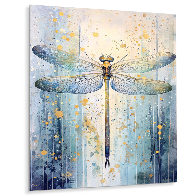 Libellules ailes iridescentes III - libellule, décoration murale en métal, impression moderne sur métal, H 32 po x l 24 po