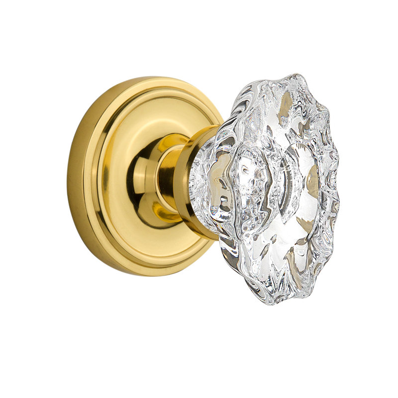 Classic Rosette with Chateau Door Knob, Unlacquered Brass, 2.375"