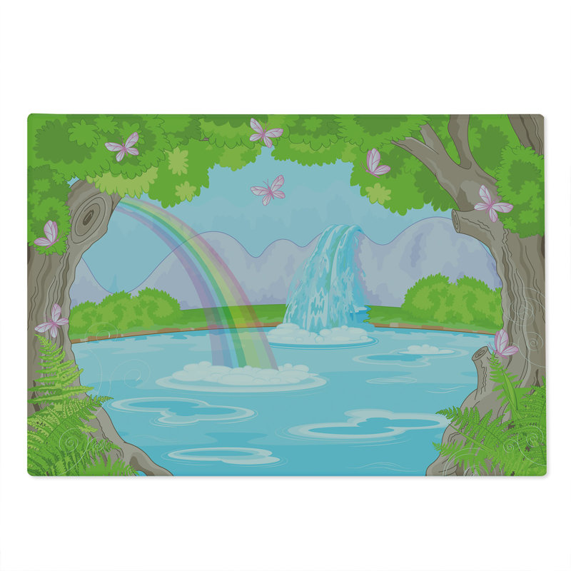 Planche à découper féminine Ambesonne grande taille arc-en-ciel papillons vert et bleu