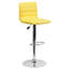 Tabouret de bar à hauteur réglable en vinyle avec dossier à coutures horizontales Clift-17896465-128921556