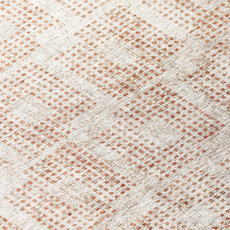 Tapis contemporain ivoire pied-de-poule 3 po x 5 po, Tapis de couloir 2 pi 3 po x 7 pi 6 po