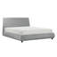 Grand lit moderne en placage de bois avec revêtement en chenille, plateforme ultra-basse pour les chambres élégantes (matelas non inclus)