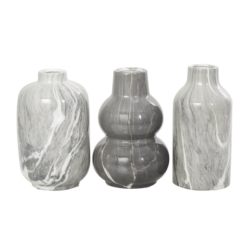 Vase décoratif en céramique gris avec motifs en marbre