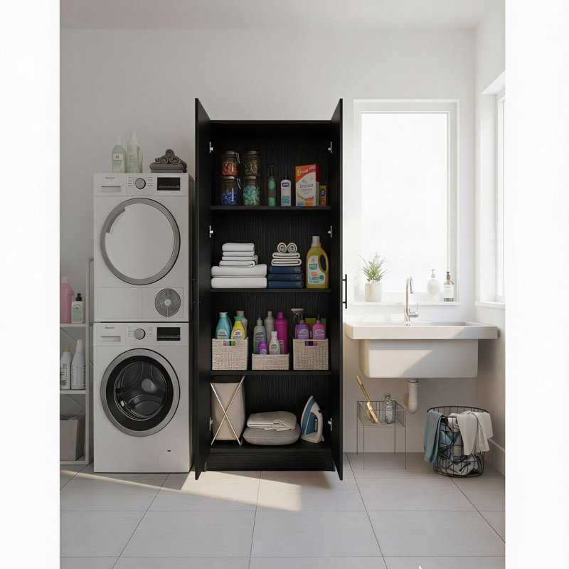 Armoire de rangement multifonctionnelle multifonctionnelle Modex noire (ensemble de 5 pièces), Black