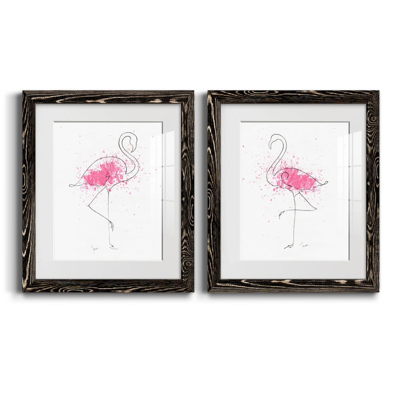 Flamingo Splash I - ensemble de 2 reproductions d'art, H 20 po x l 17 po x P 1 po, H 31,5 po x l 47 po x P 1,5 po, Blanc