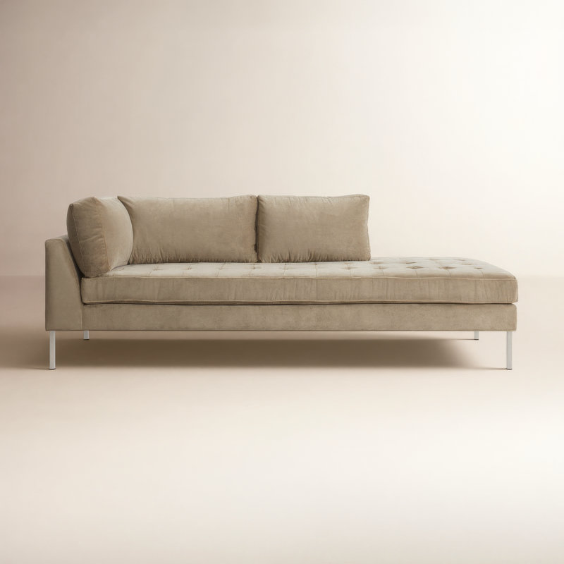 Paramount Chaise Lounge, Sanford Ceramic Crossweave, Stainless Steel, Left Hand Facing
