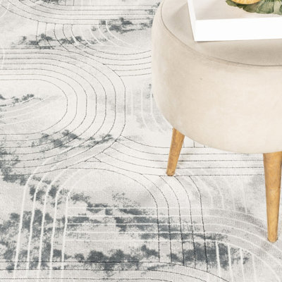 94 In. X 126 And Grey Geometric Machine-made Rug, Casual Grunge Style, Material, Soft Underfoot, Entryways 7 Ft. 10 6 Rectangle Area Contemporary 100% , Jute Backing, Stain , Home