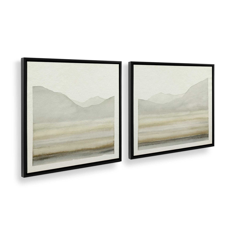 Whispering Ridge Silhouette Set of 2 Canvas Prints in a Black Frame, 32" x 32", Noir satiné, H 33 po x l 66 po
